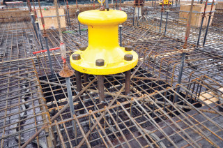 Fittings such as this bollard are cast into the new pier