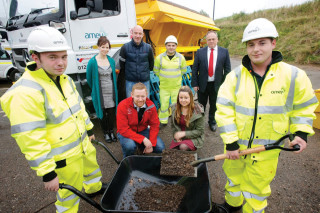 Apprentices: (Front L-R) Connor Brannan and Stephen Jeffries; (Middle L-R) PCSOs Martin Kennedy and Carly Bladen; (Back L-R) Teresa Byrnn, Solihull College, PC Lee Soanes, Dave Nolan (former Prince's Trust graduate and apprentice) and Amey's Will Tyas