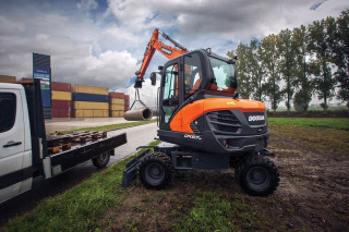 The new DX57W-5 is fuel efficient, says Doosan