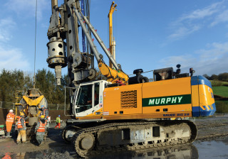 The contractor's existing Bauer BG26 rig was used to install the secant piling