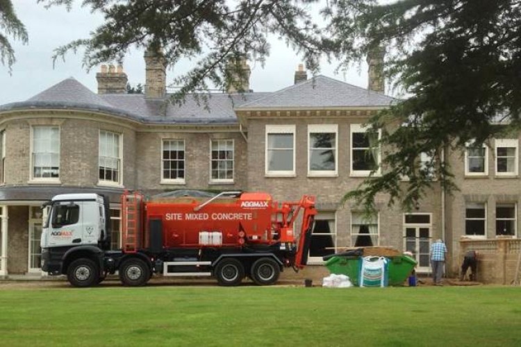 The new mixer is seen delivering concrete to a Bury St Edmunds client building an extension.