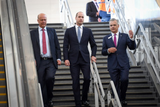 Thameslink milestone: The Duke Of Cambridge (centre) was accompanied by transport secretary Chris Grayling (left) and network rail chief executive Mark Carne when he officially inaugurated the rebuilt station at London bridge in May 2018