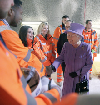 The Queen met construction staff on the offical vist last year to the Crossrail project, now named the Elizabeth line in her honour. 