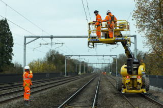 Network rail electrification work underway on the Great Western mainline
