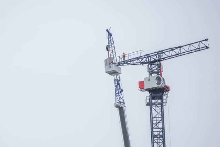 The Jost crane under assembly