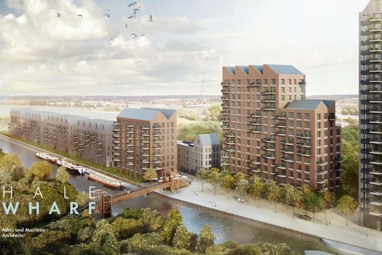 CGI of the Hale Wharf development, from architect Allies & Morrison