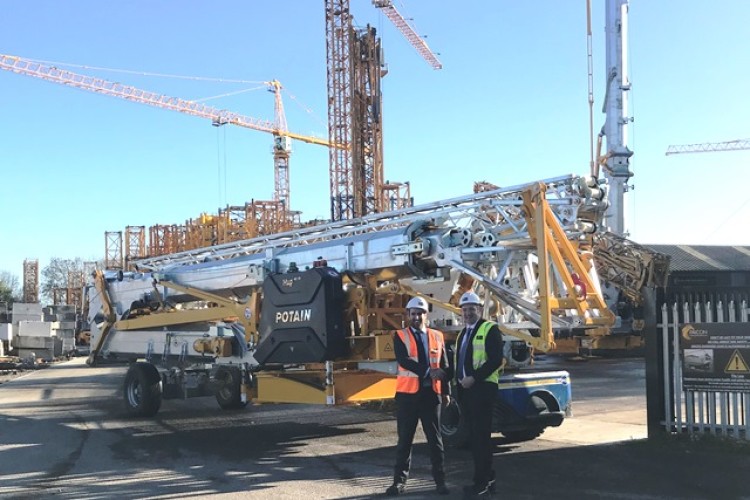 Falcon commercial director Andrew Brown (left) with David Barrett of Manitowoc (Potain) Cranes 