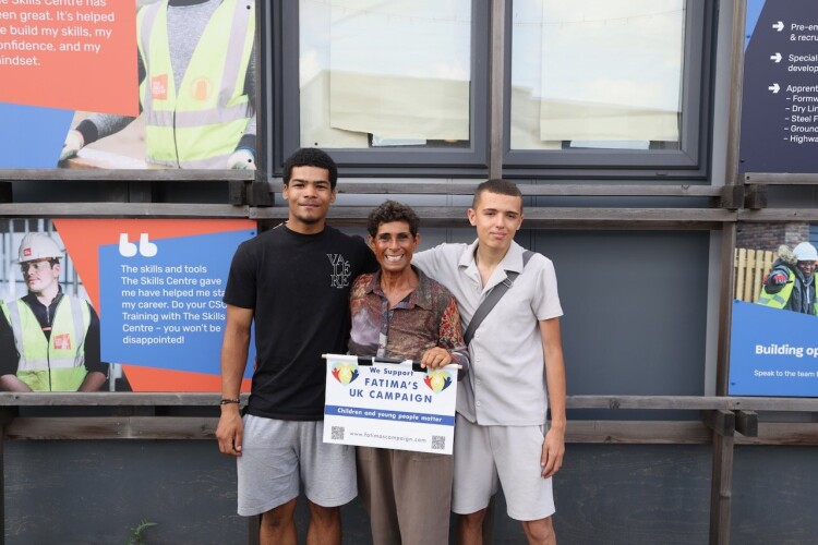 Fatima Whitbread MBE with Kyian and Leighton, who have recently completed a course with The Skills Centre and Marlborough Highways