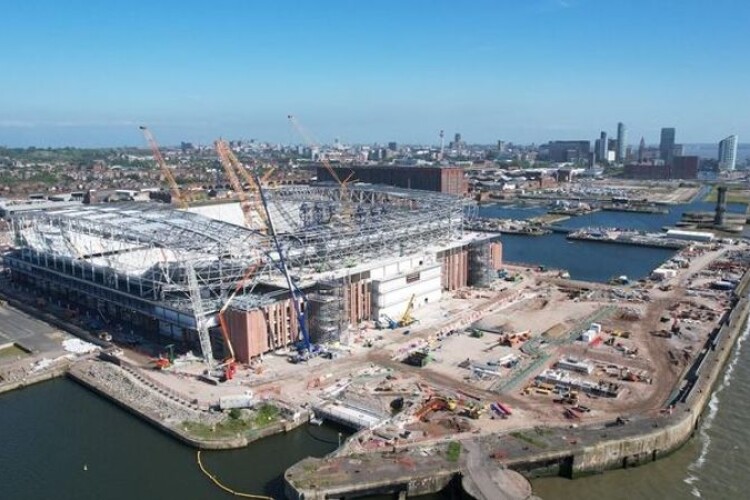 Everton FC's new stadium is taking shape. Commercial construction was the best performing segment of the industry last month.