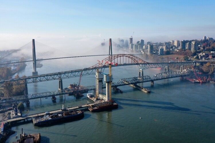 The existing Pattullo Bridge, centre, is being replaced 