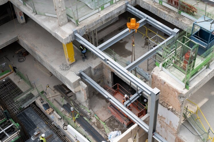 1930s steel beams taken from Oxford Street have been installed in a 2023 building next to Tower Bridge