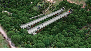 The viaduct was built with minimal impact on the protected environment of the Bolintxu valley