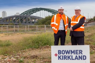 Bowmer & Kirkland project manager Paul Anderson with Sunderland City Council leader Graeme Miller on site