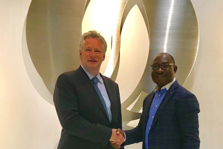 FIDIC chief executive Nelson Ogunshakin (right) pictured alongside Jan Jackholt, the director for the procurement policy and advisory department at the EBRD