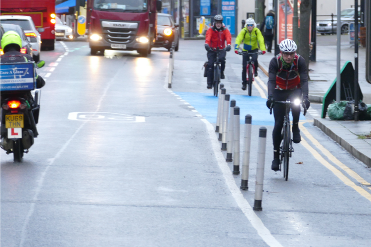 Cycle lane on the A1000 in Finchley, put in last year