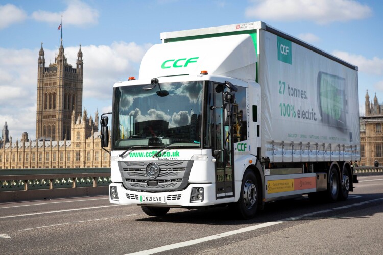 CCF's electric lorry has a maximum 120-mile range on a full charge