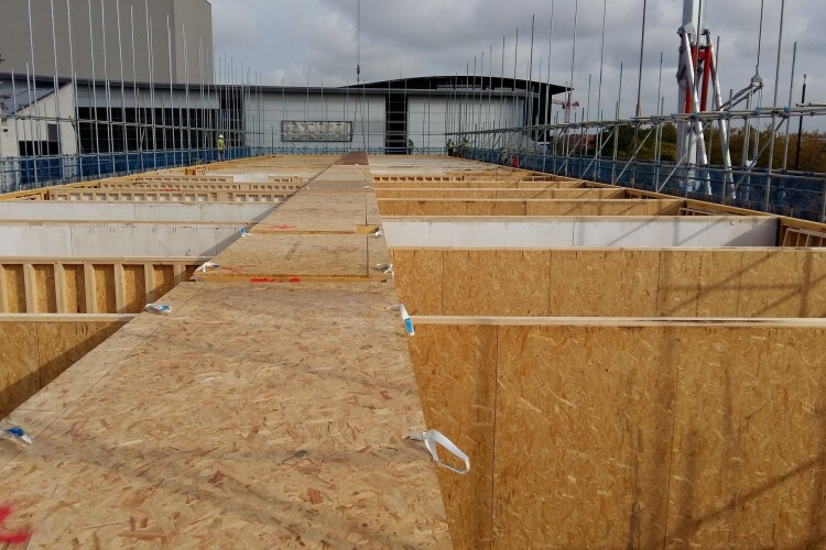 A DBM Consultants project: a five-storey timber kit hotel in progress in Milton Keynes