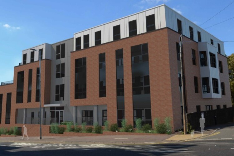 CGI of the remodelled Charter Court building, converted to flats