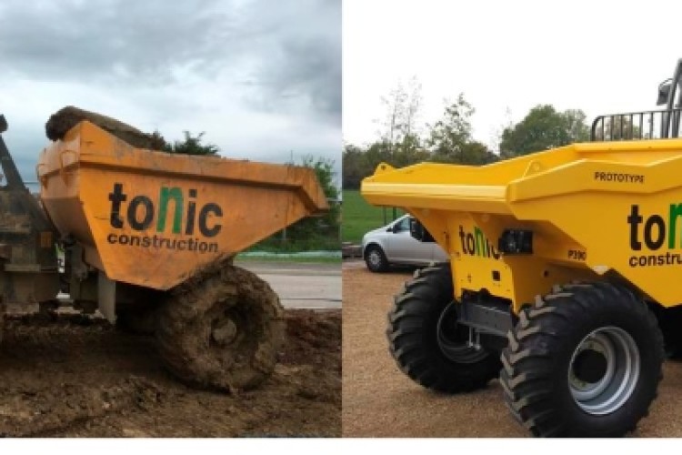 Old style and new style forward tipping dumper trucks