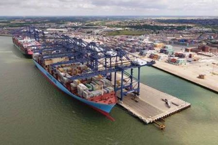 Unloading containers at the Port of Felixstowe