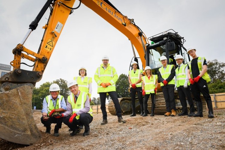 Representative from Solent University and Morgan Sindall pose for groundbreaking