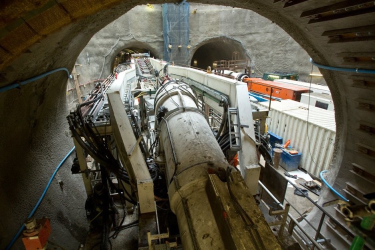 TBM Jessica starts her second drive. Pictured below is the view down the shaft from the top.