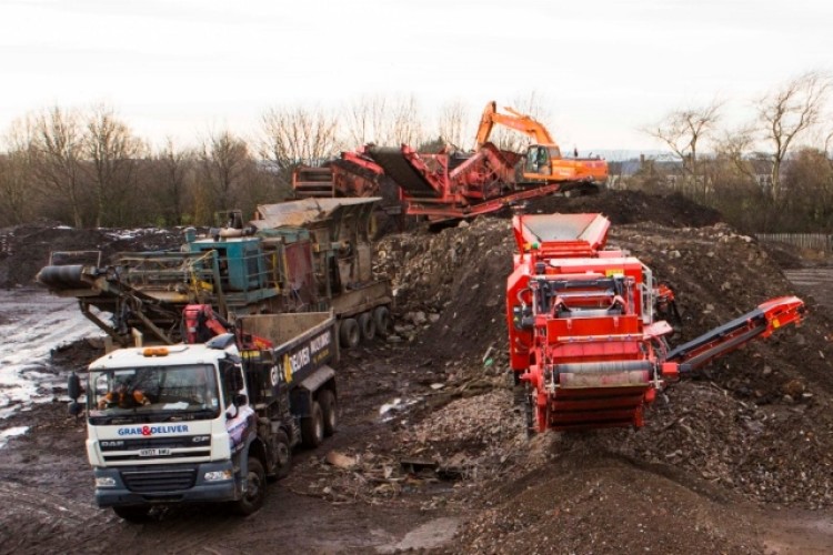 The Terex Finlay J-1170AS jaw crusher at work