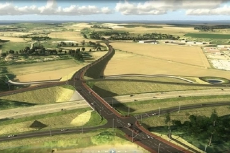 Computer generated image of the new A9/A85 road junction in Perth & Kinross