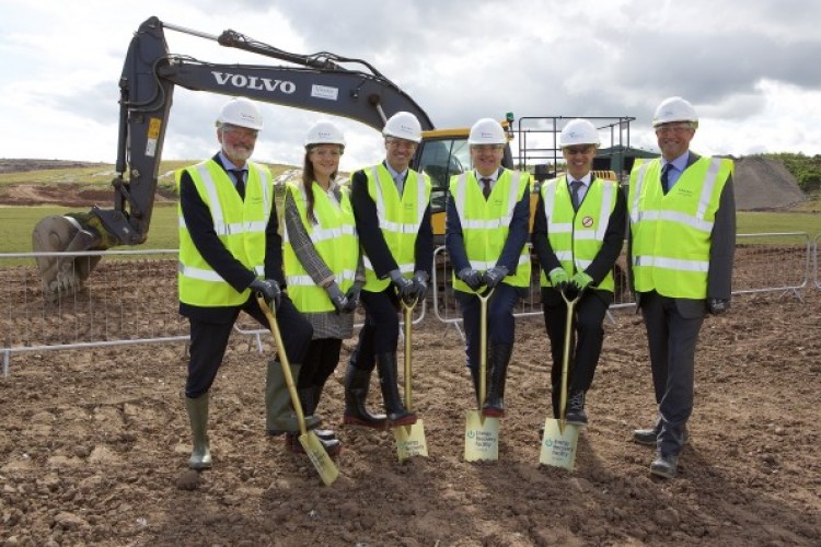 VIPs use golden shovels for groundbreaking 