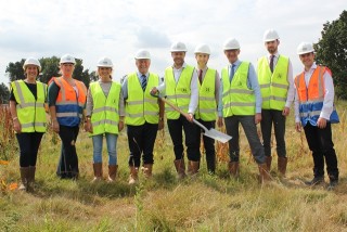 Dominik Jackson, centre, with members of the site team