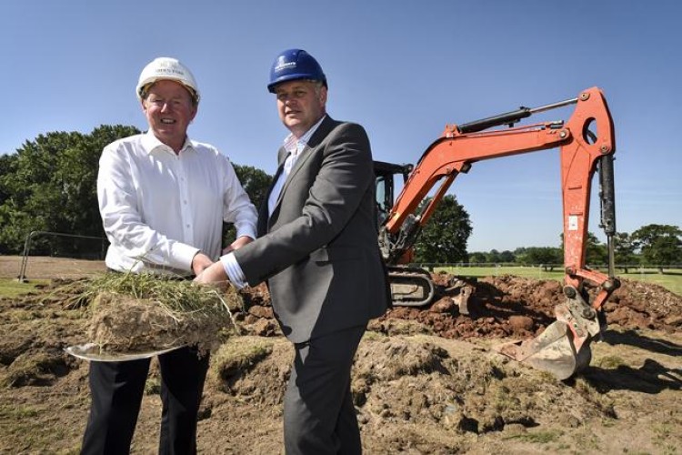 Carden Park owner Steve Morgan and Pave Aways md Steven Owen break ground on the spa facility in the hotel grounds