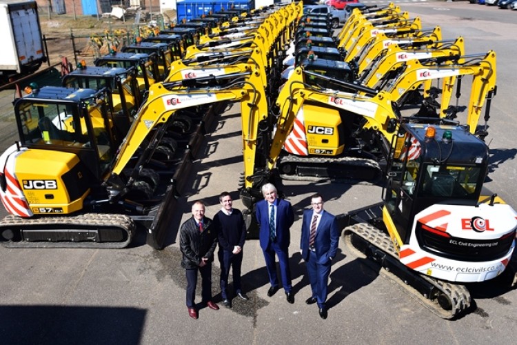 Left to right are Richard Barker of Watling JCB, ECL directors Sean Hoare and Steve Tysoe, and Andrew McNaught of JCB Finance