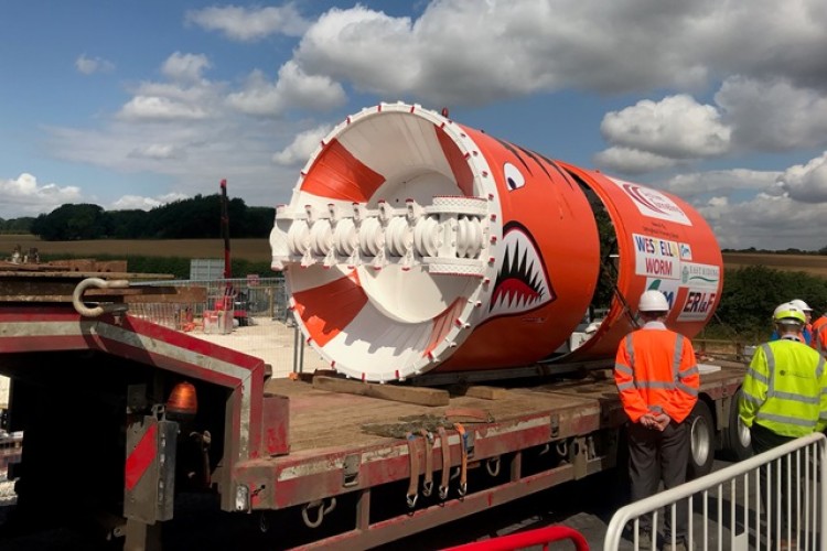 Launch of the tunnel boring machine on the Anlaby and East Ella Flood Alleviation Scheme