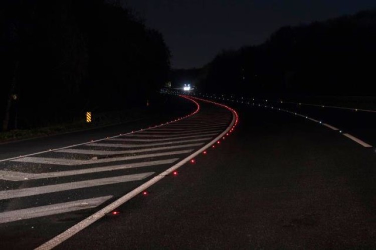 Solar studs on the A38 