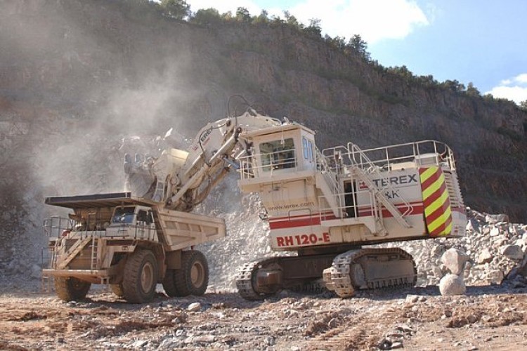 Terex O&K RH 120-E mining excavator at Lafarge&rsquo;s Mountsorrel quarry in Leicestershire