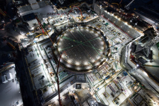 Aerial view of Unit 2 by night