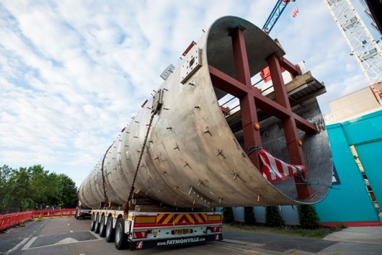 The 21-metre-long pipe section weighs 65 tonnes