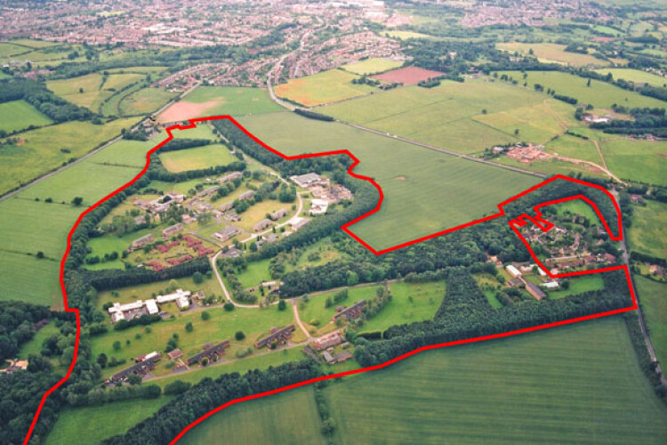 Aerial view of the Lea Castle Hospital site