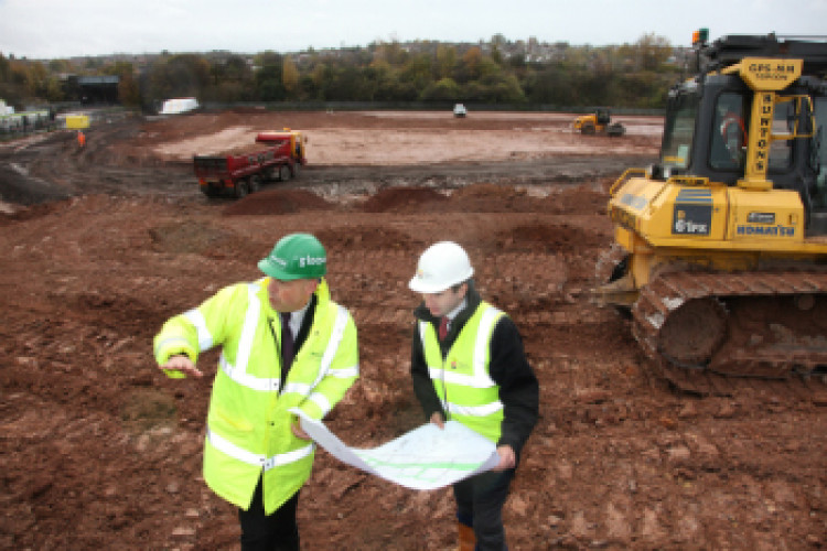 Steve Gamble and Craig Johns inspect progress at Carlisle Park