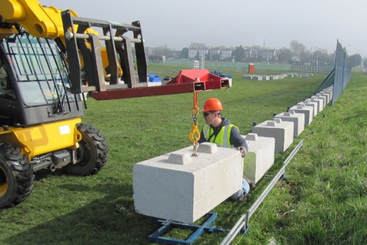 Elite blocks going in at the Olympic sailing venue in Weymouth