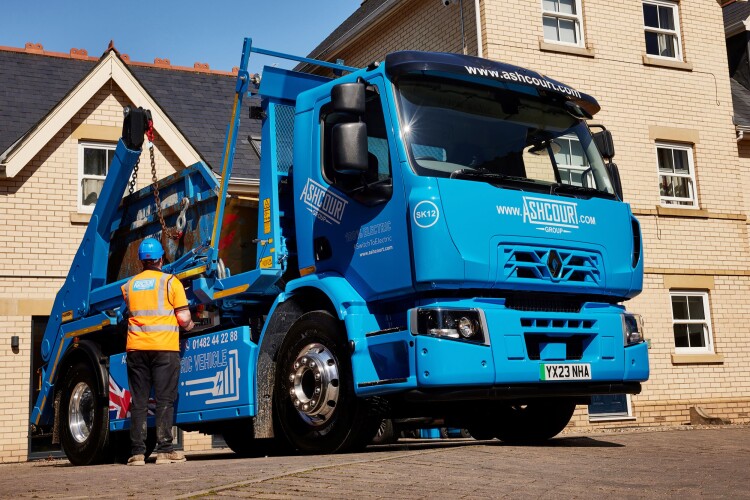 One of Ashcourt's new electric E-Tech D Wide skip loaders