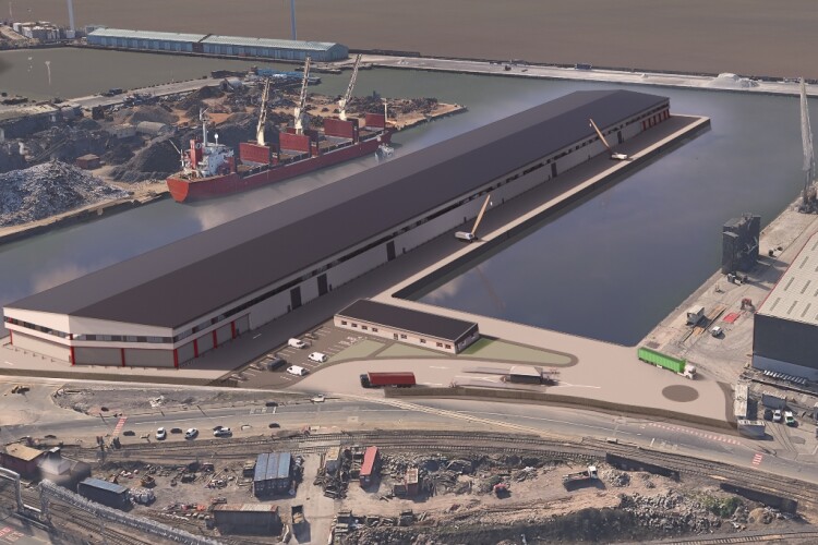 CGI of the Alexandra Dock multi user warehouse