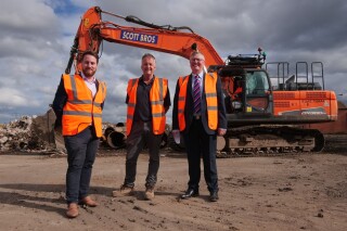 Redcar MP Jacob Young with Peter Scott and Bob Borthwick on the South Bank site of Scott Bros’ new wash plant