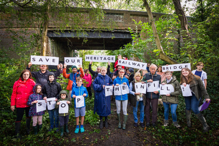 Barcombe villagers protest against National Highways' plans for the bridge  [&copy; HRE Group]