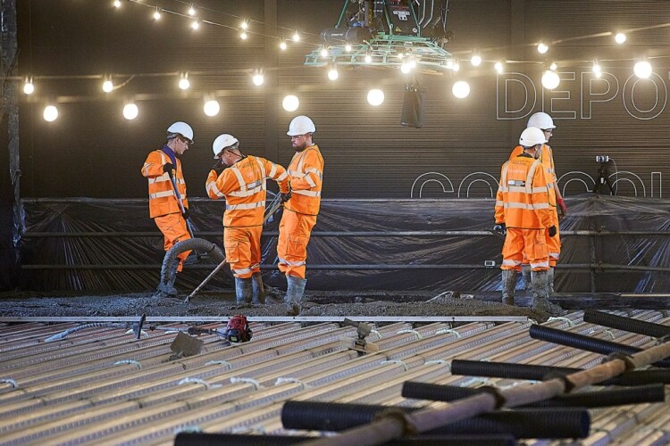 Concretene being poured in Manchester - &copy;Mark Waugh