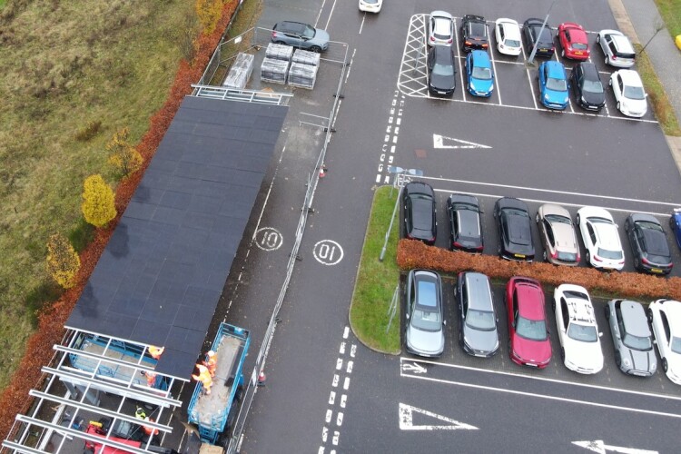 A flyover of the site, as solar panels are installed