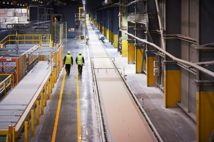 Inside Etex's existing Bristol plasterboard manufacturing plant