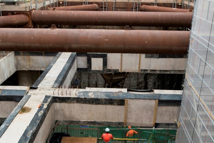 Excavation work on the interception chamber at Hammersmith Pumping Station site completed in September