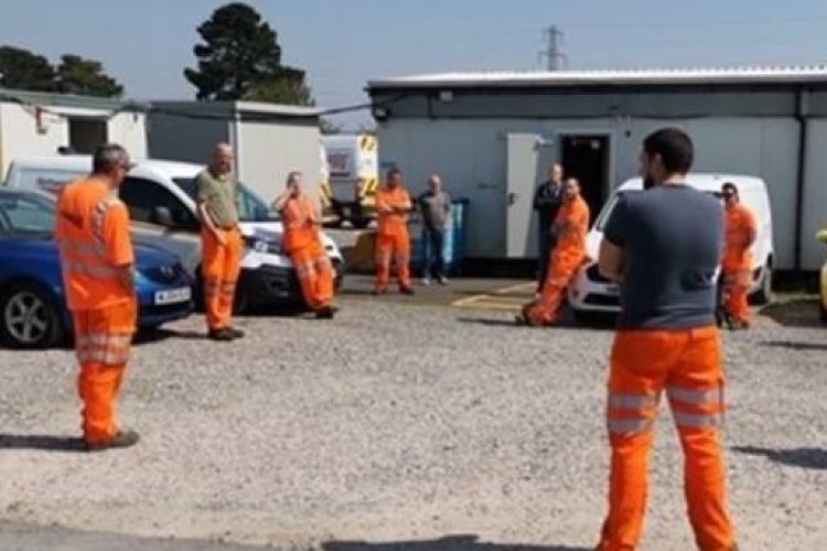 Social distancing and meetings outside are now familiar on construction sites