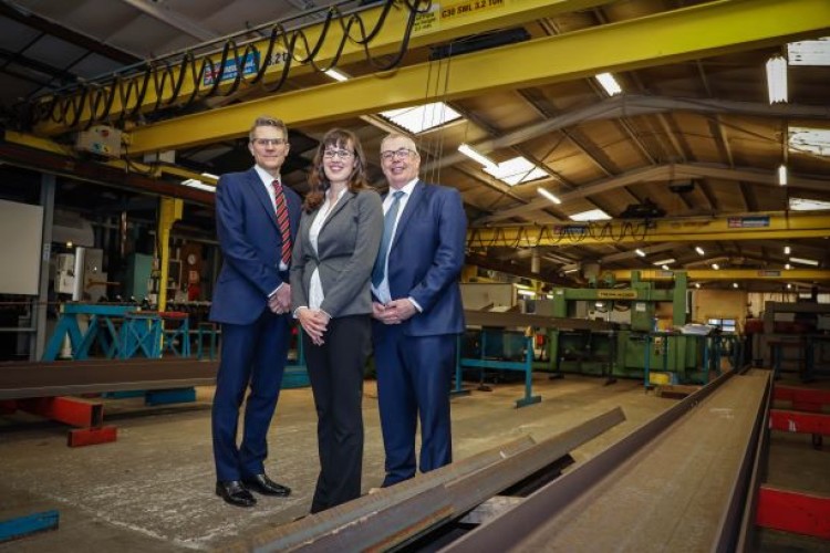 Financial director Simon Morgan (left), operations director Donna Campo (centre) and managing director Simon Boyd of Reid Steel. )Picture was taken before social distancing was introduced.)